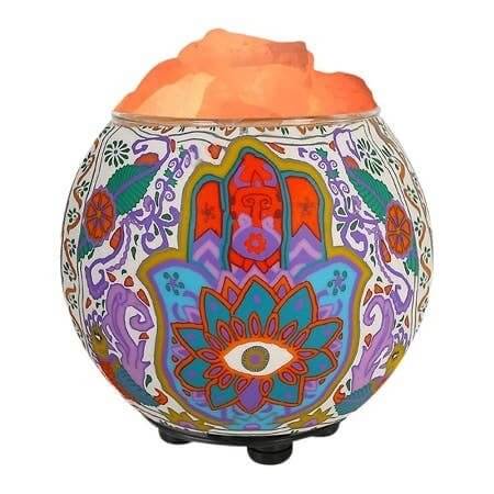 Hamsa Handcrafted Aromatherapy Salt Lamp with Dimmer - Essential Oil Diffuser